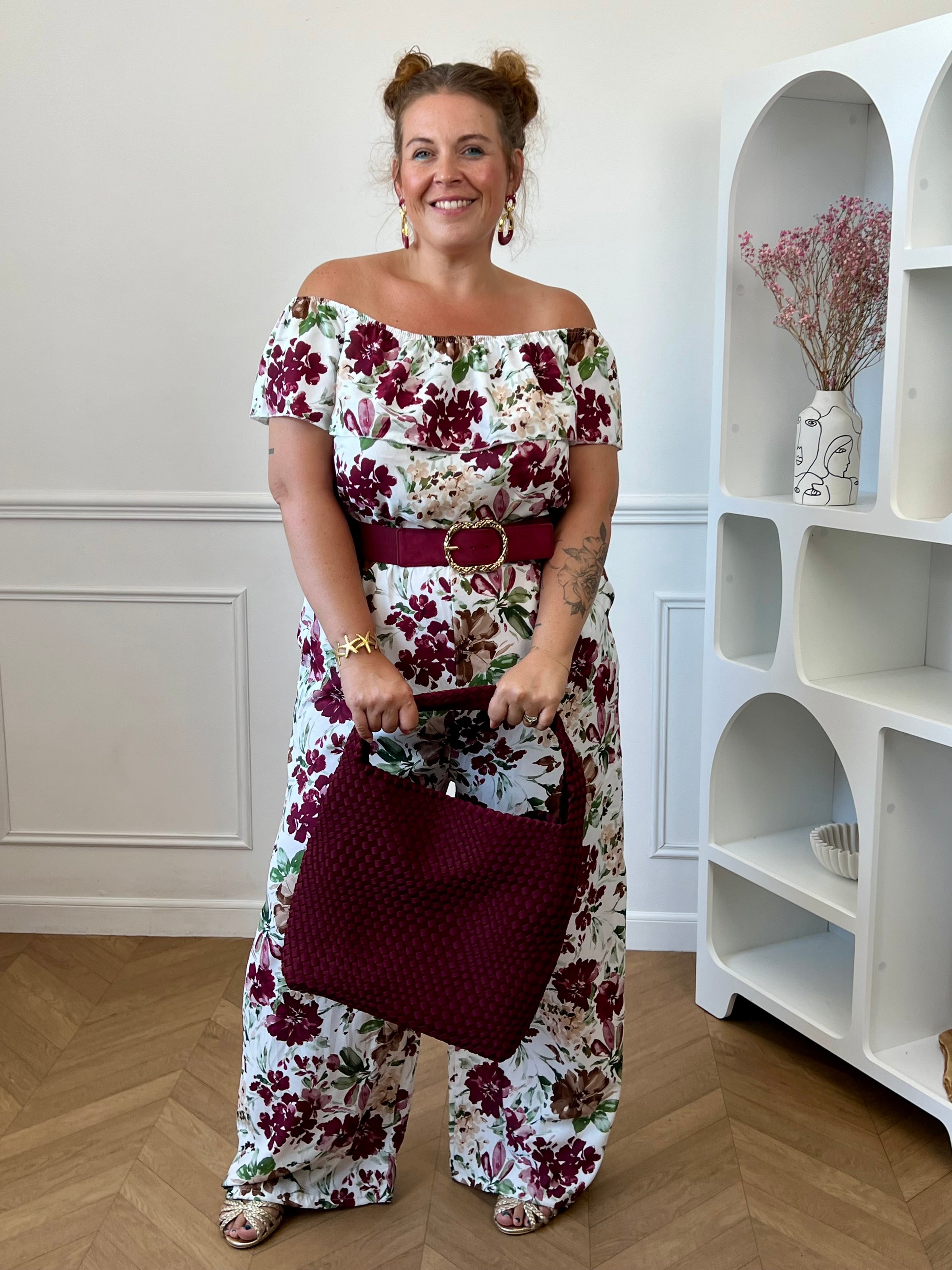 Combinaison grande taille femme motifs fleuris polyester élastique taille 2 poches – Loïcia
