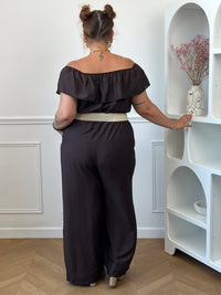 Combinaison marron curve vue de dos passants ceinture – Loïcia