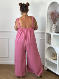Combinaison rose pâle grande taille détail doré soleil amovible sur bretelle – Loïcia