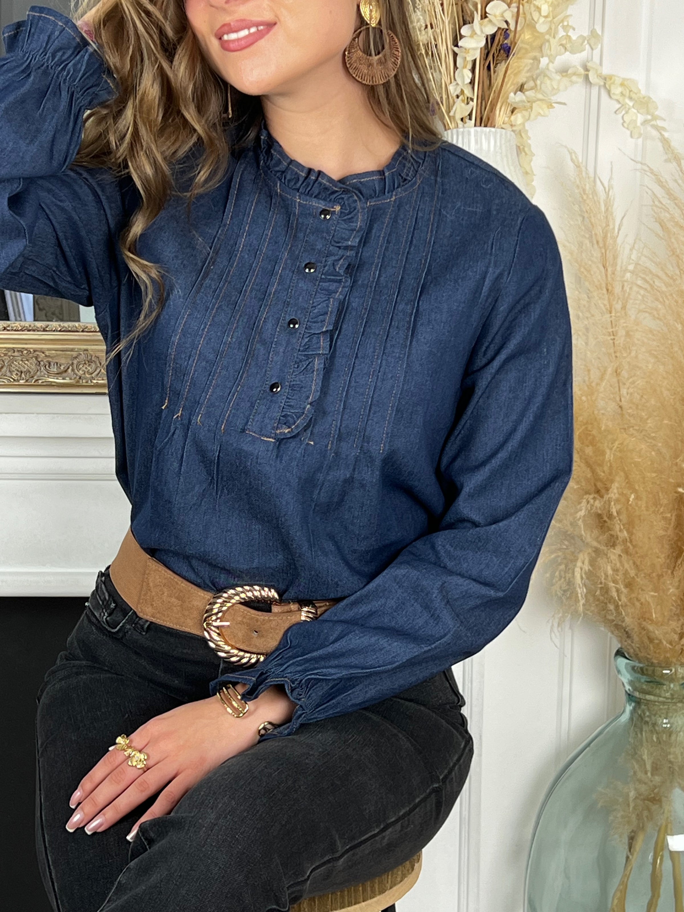 Blouse bleue femme hotsell