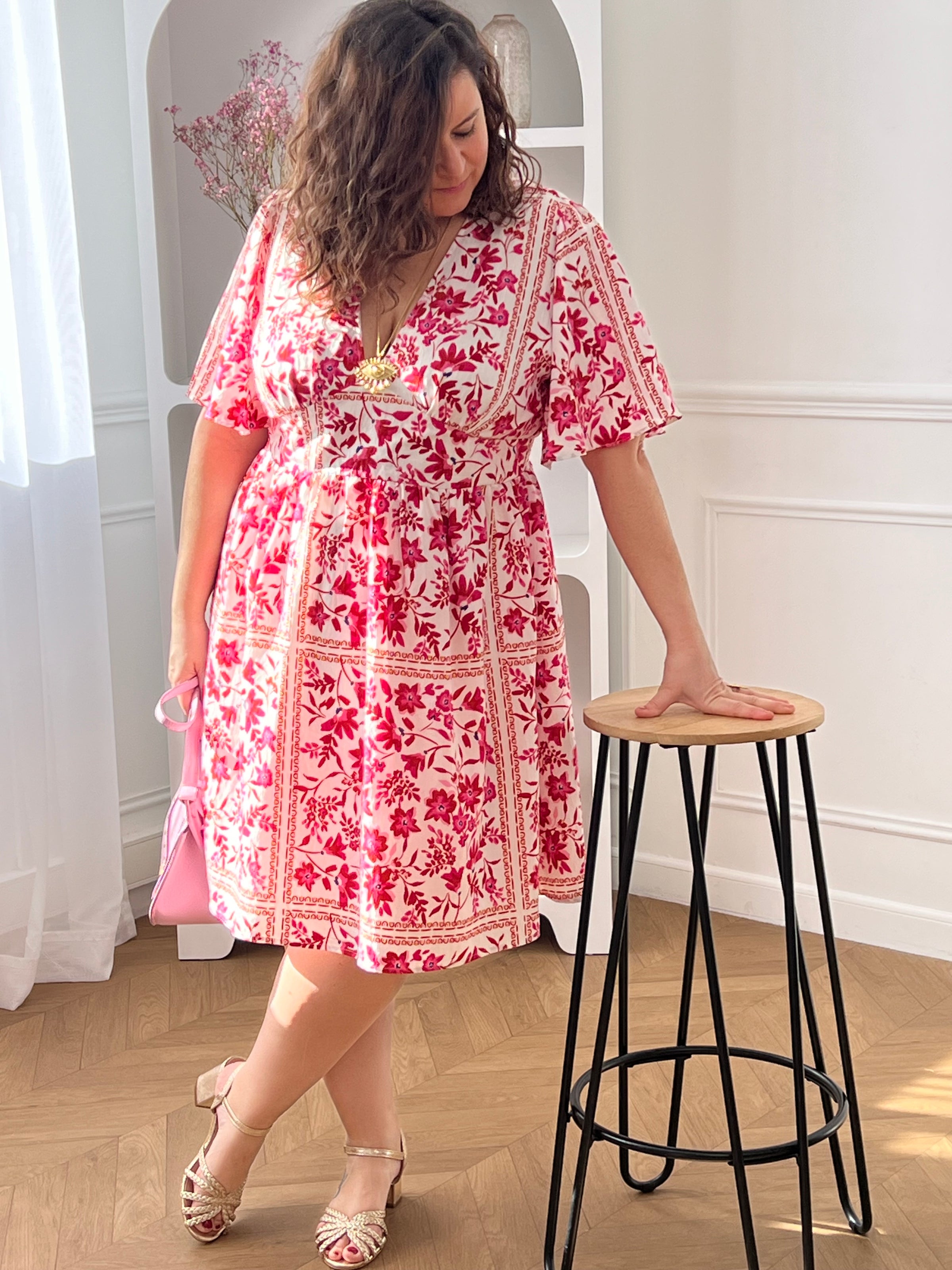 Fuchsia plus size dress: Octalina