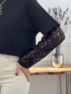 Pull noir manches dentelle : Mael
