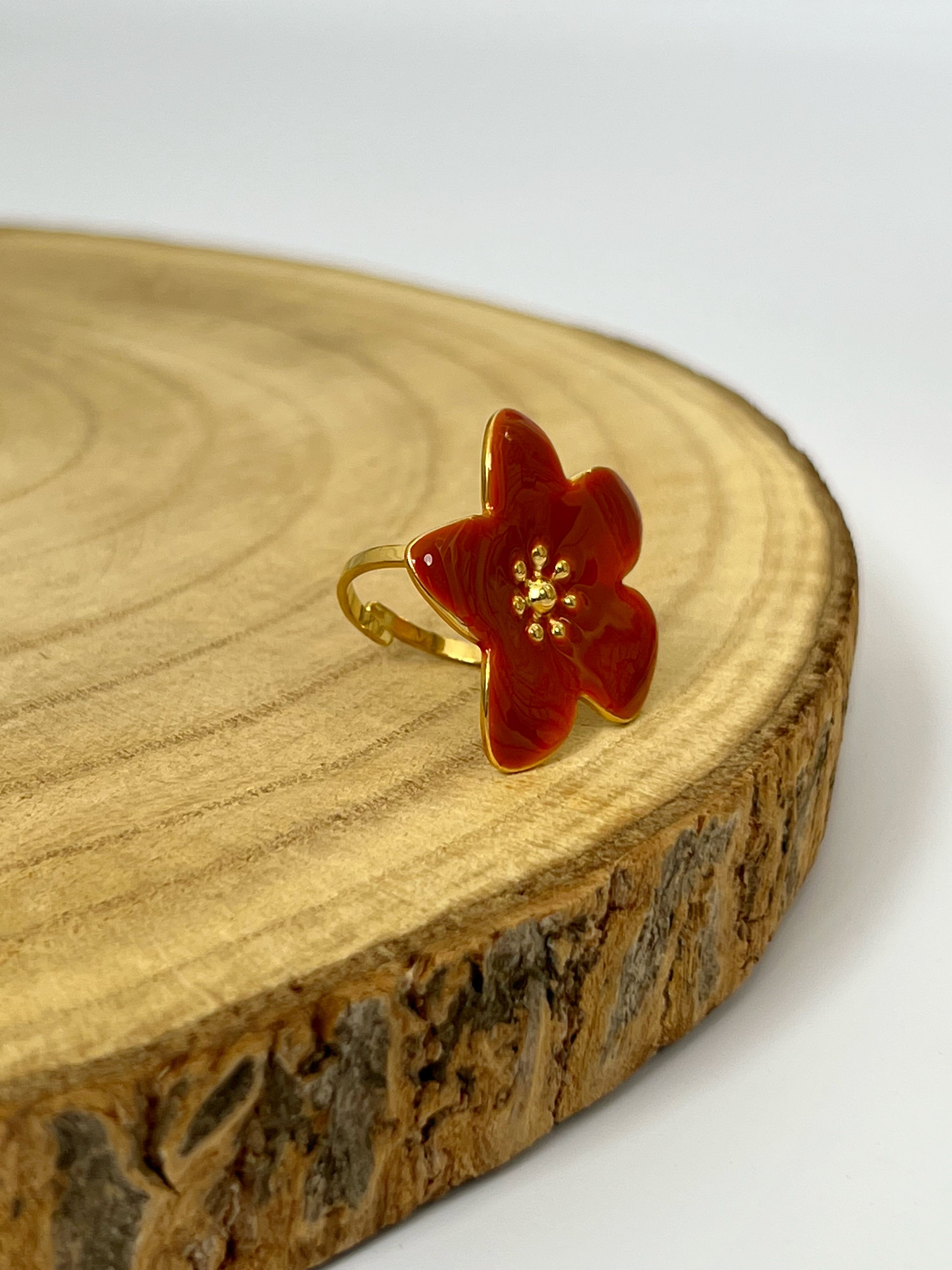 Bague dorée et terracotta : Nell
