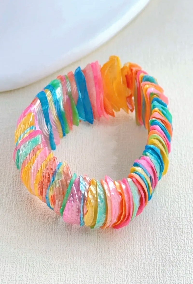 Bracelet vrais coquillages multicolores : Vira