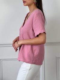 Chemise rose en gaze de coton : Kira