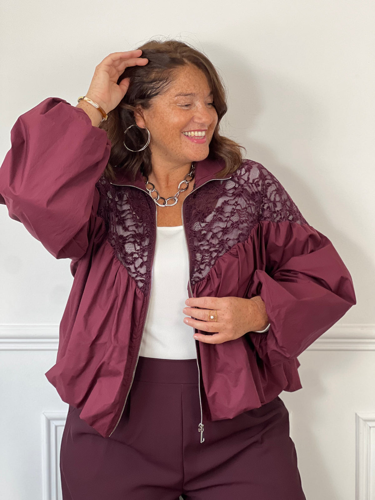 Veste bordeaux grande taille : Lilia