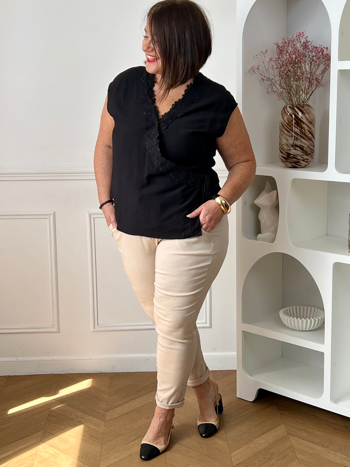 Blouse noire grande taille : Hana