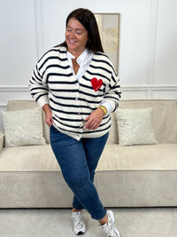 Gilet rayé bleu et beige : Lorine