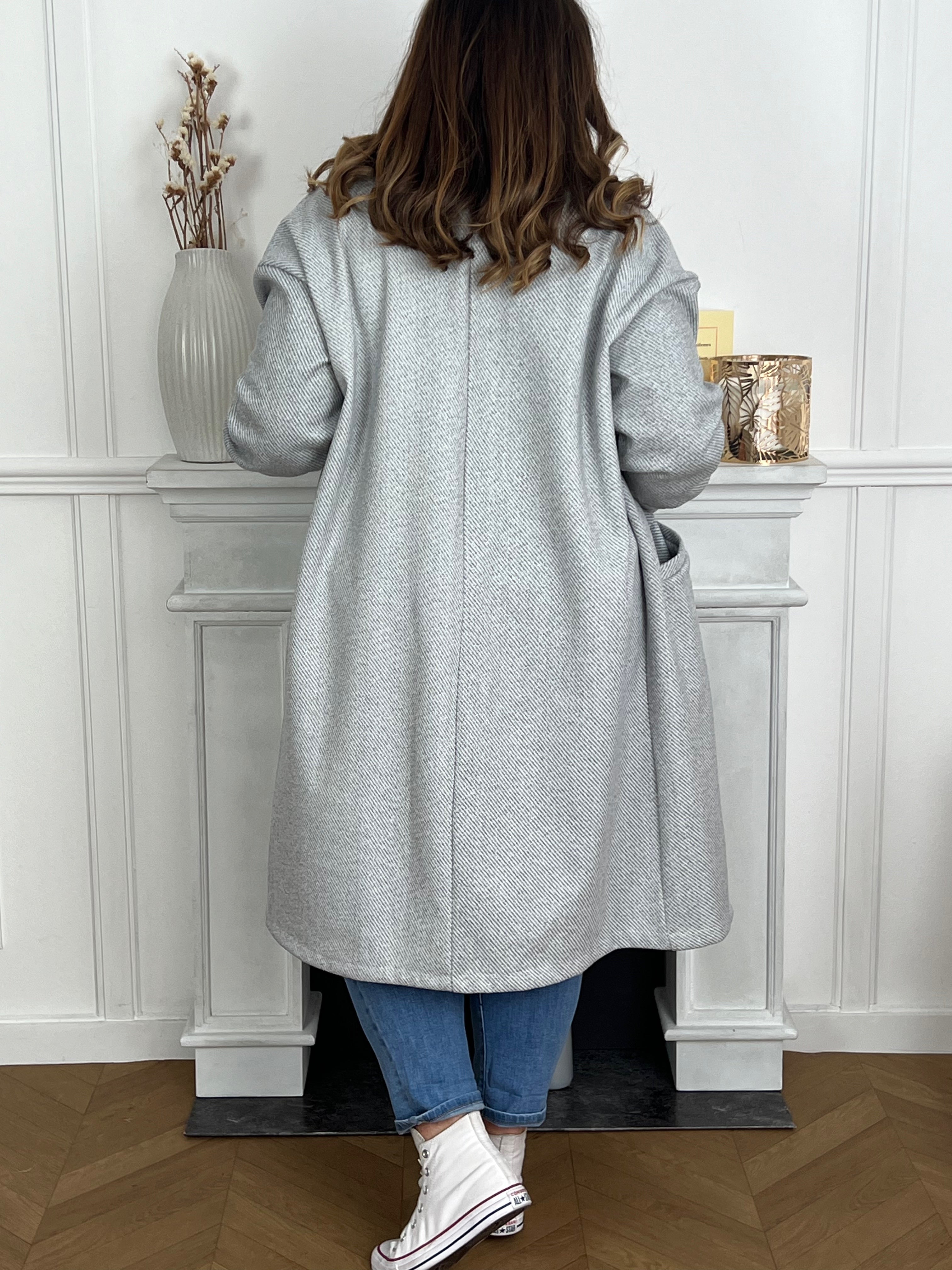 Long manteau shop gris femme