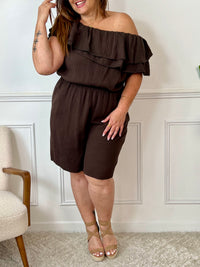 Combishort en gaze de coton choco grande taille : Jenifer