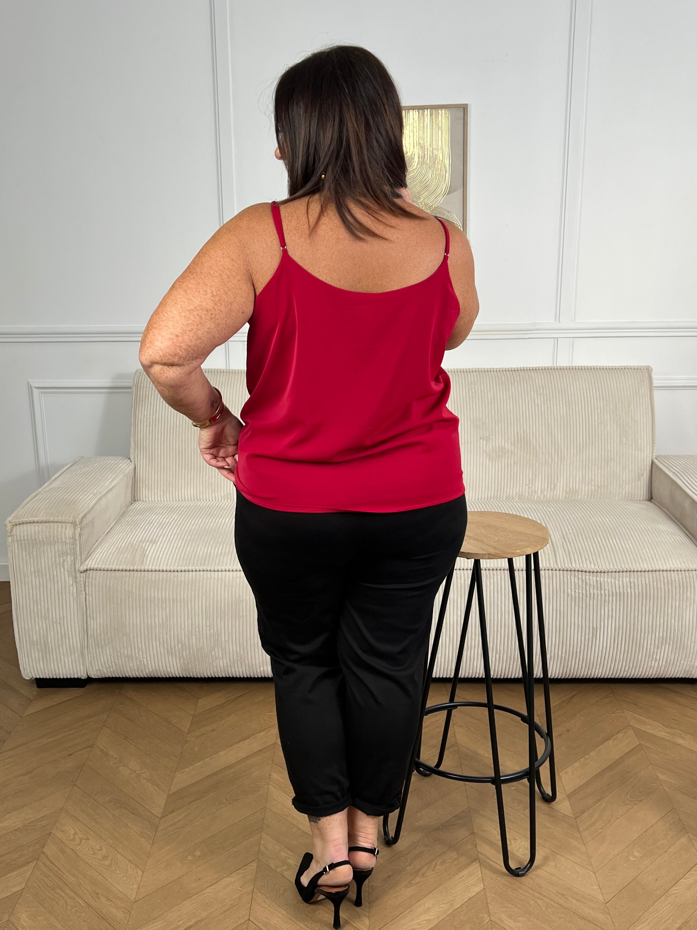 Top bordeaux doublé grande taille : Leonia