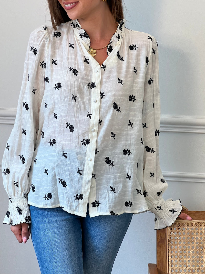 Chemise écrue à motifs : Joyce