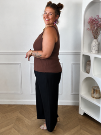 Débardeur marron grande taille Dean détail matière coton viscose – Loïcia