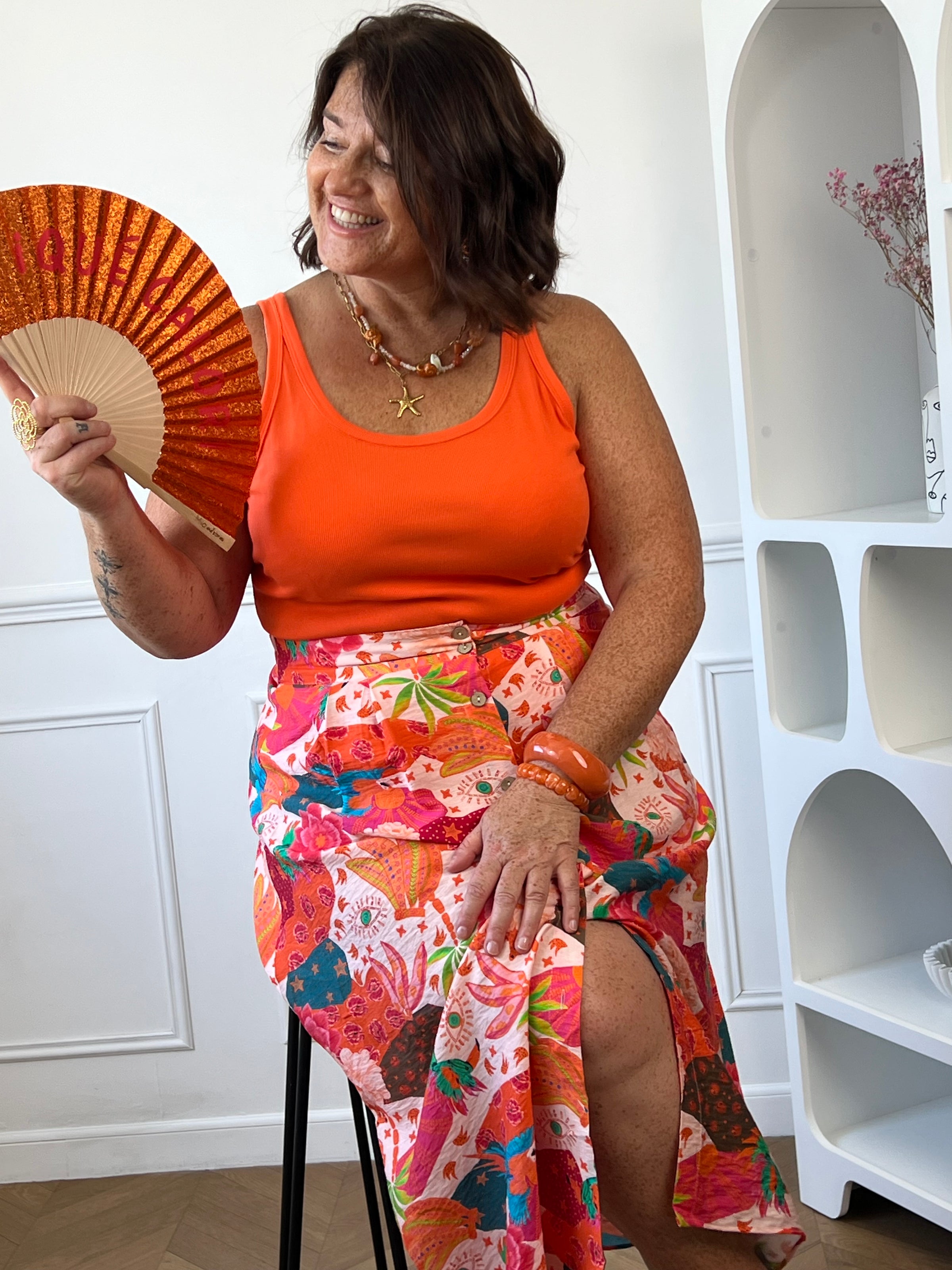 Débardeur orange grande taille doux et léger au quotidien – Loïcia
