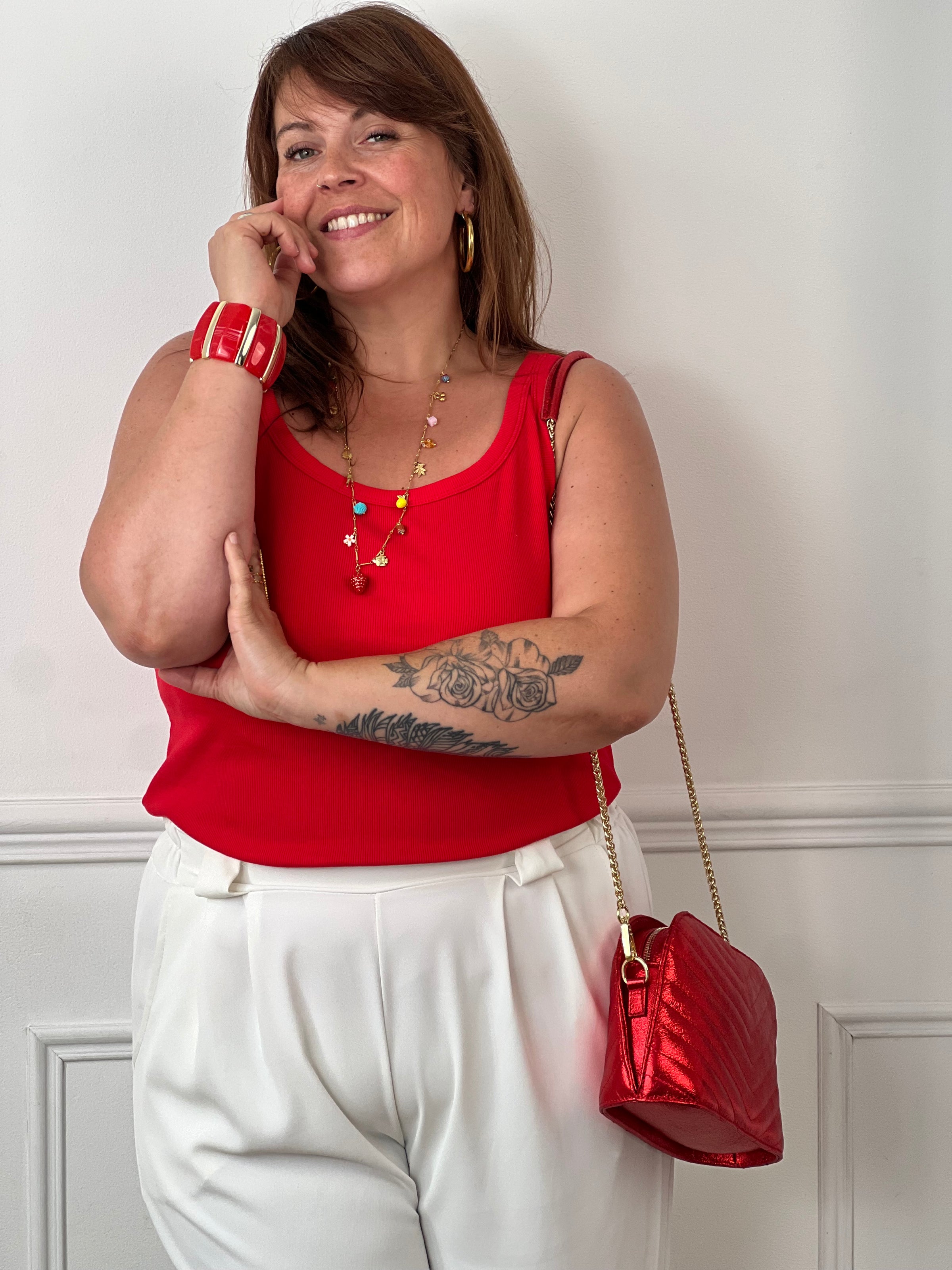Débardeur rouge grande taille Dean col rond bretelles – Loïcia
