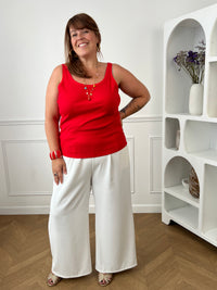 Top sans manches rouge grande taille doux et léger – Loïcia
