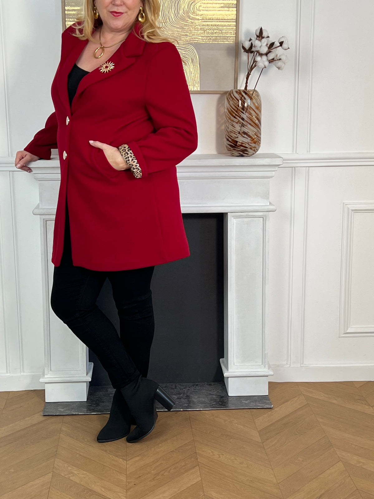 Manteau mi-long rouge : Julia