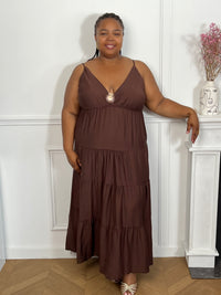 Robe longue marron grande taille : Loetitia