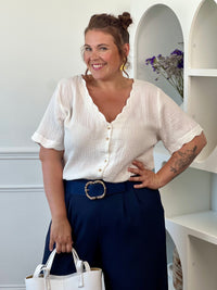 Chemise écrue en gaze de coton grande taille : Kira