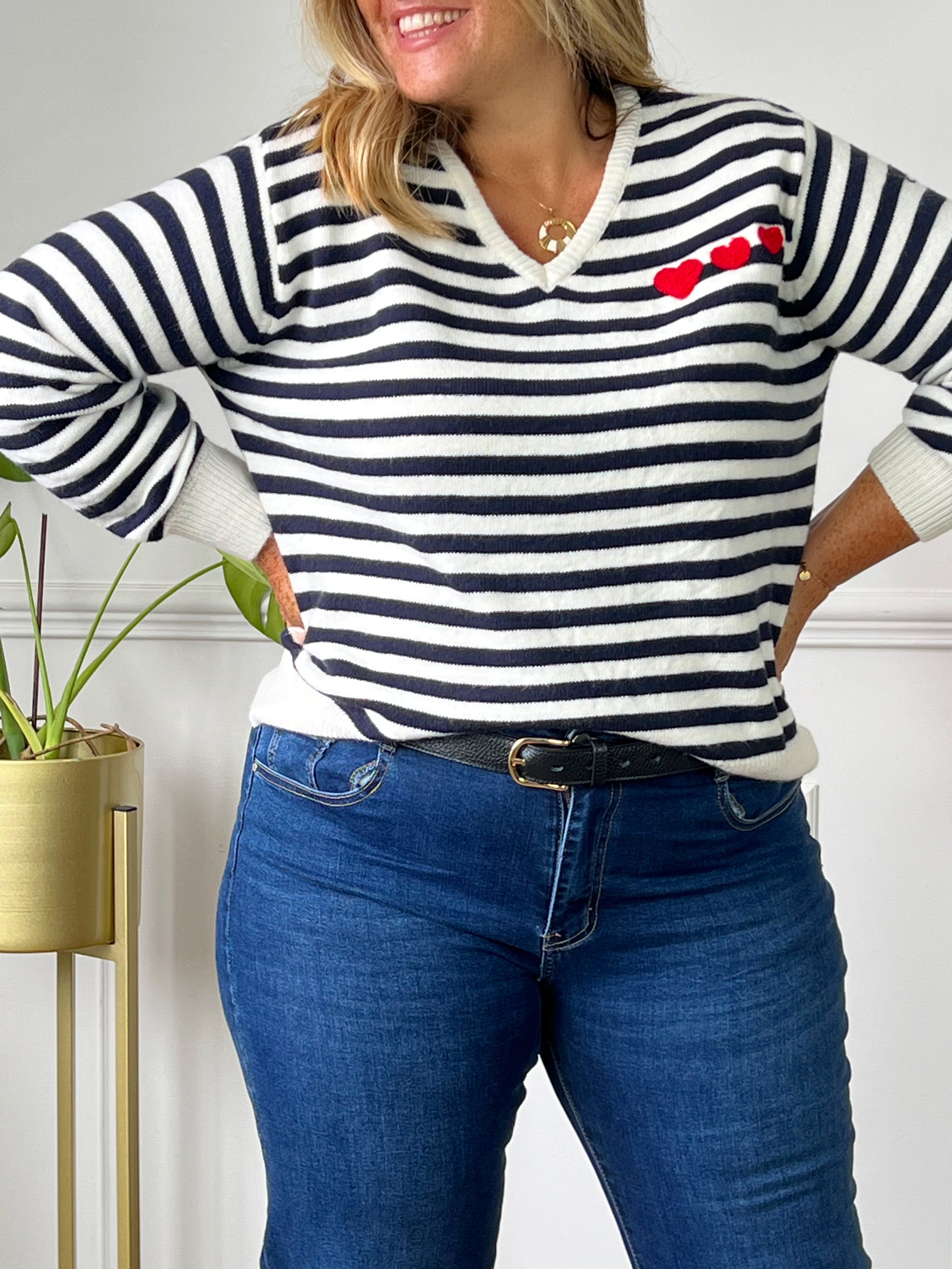 Pull marini re blanc et bleu Curve Leandre