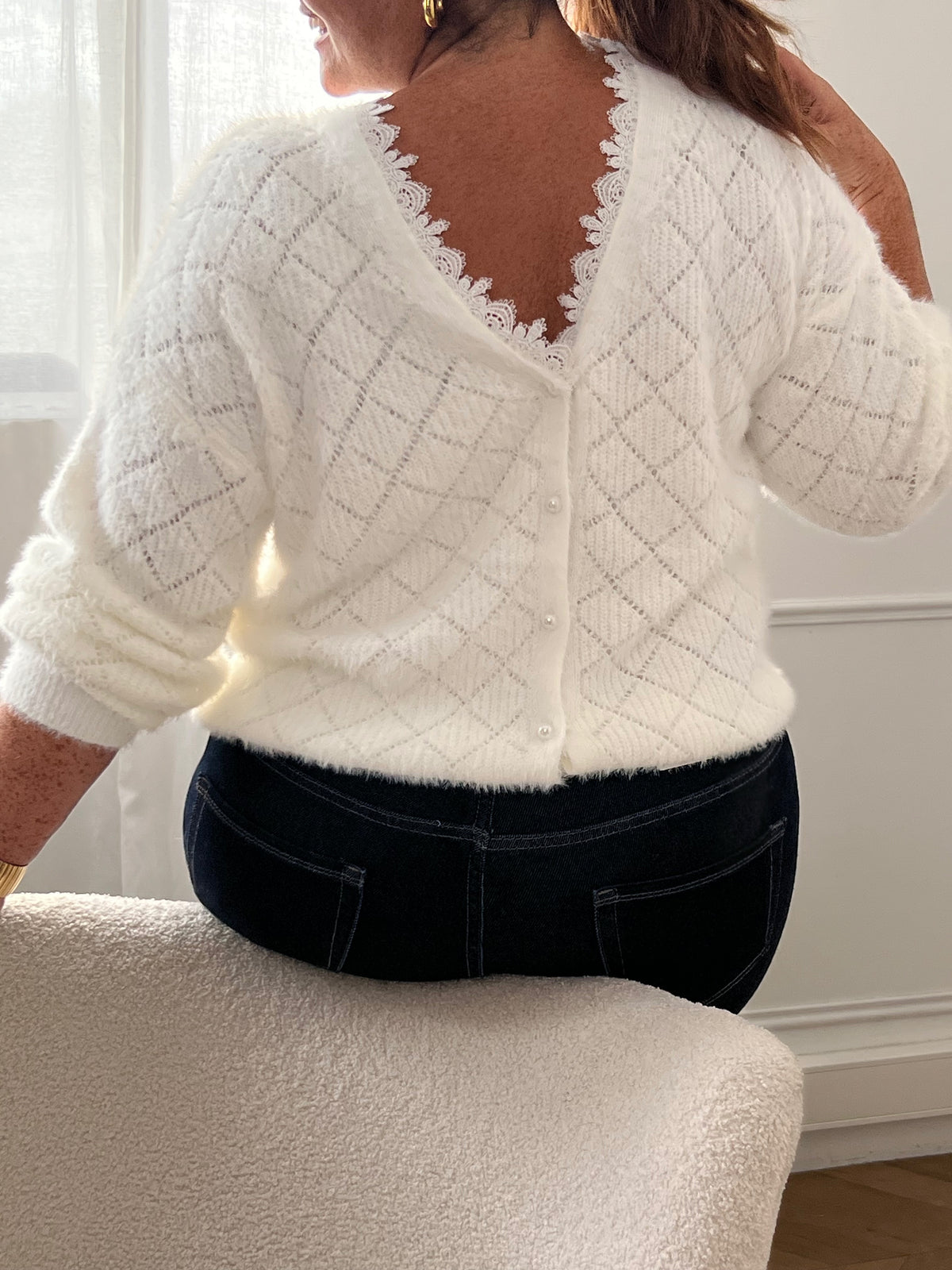 Gilet écru avec dentelle curve : Meloa