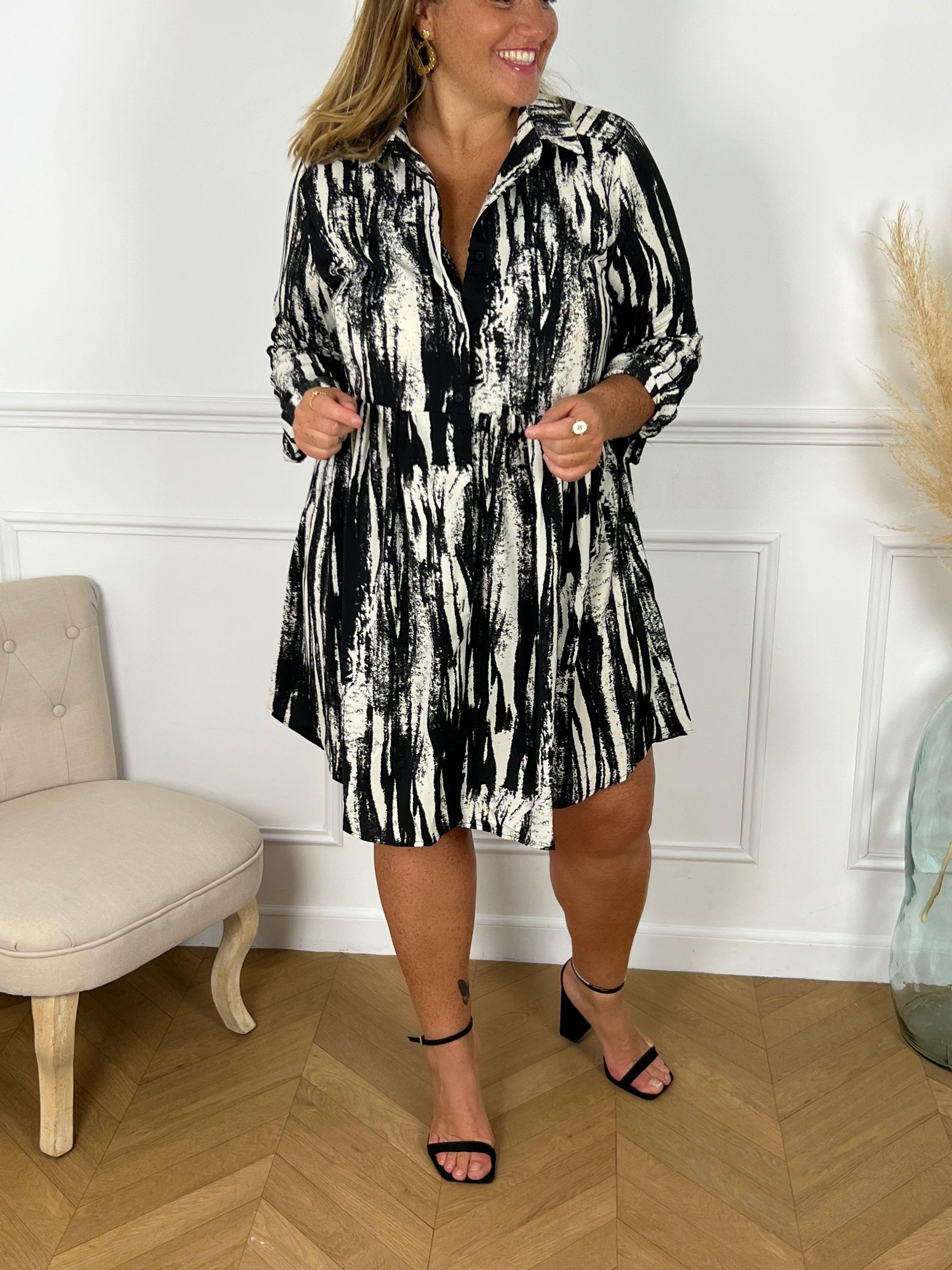 Robe noire ample courte hot sale