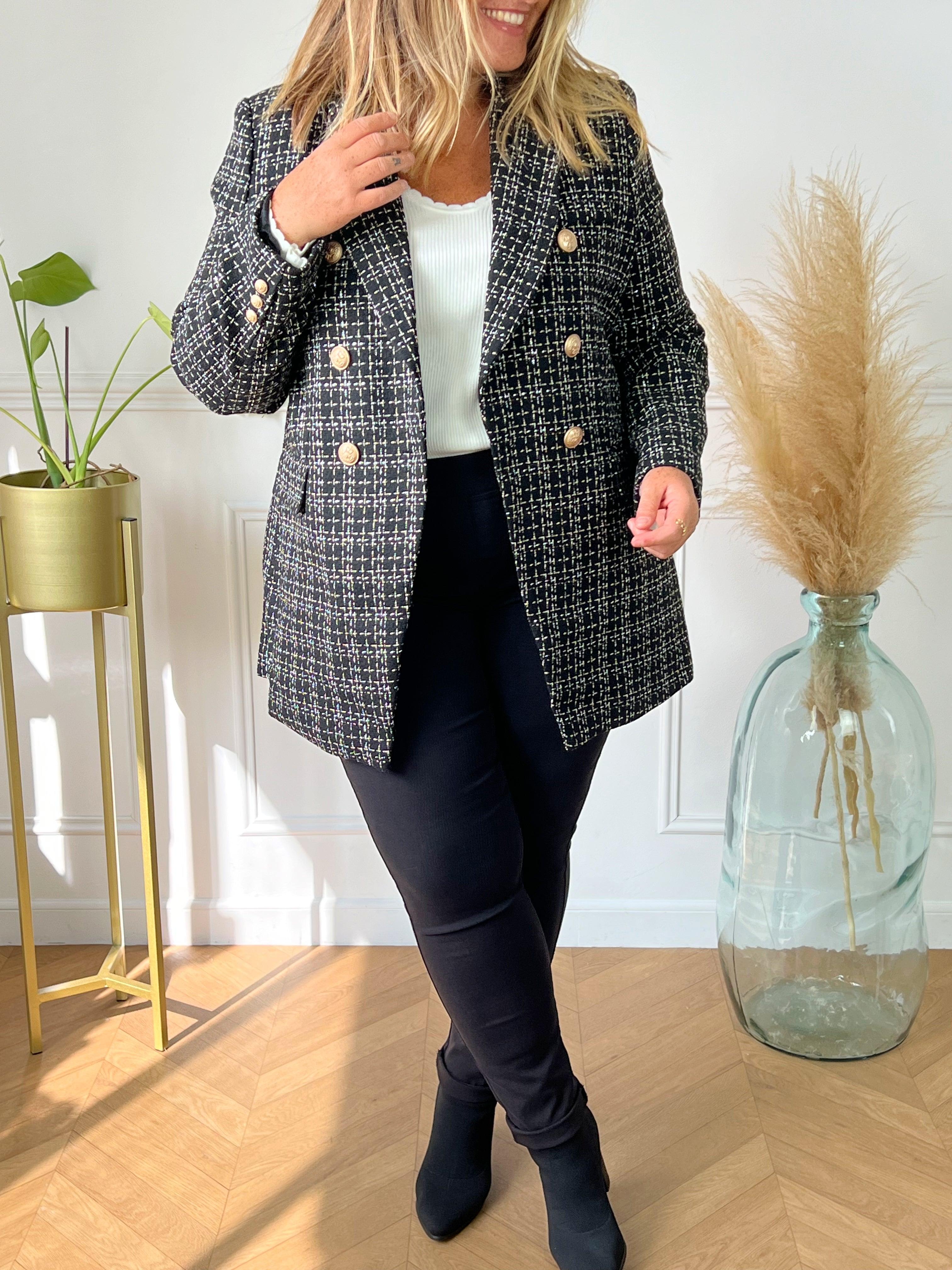 Veste longue tweed discount femme