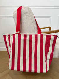 Red and ecru tote bag: Liaur