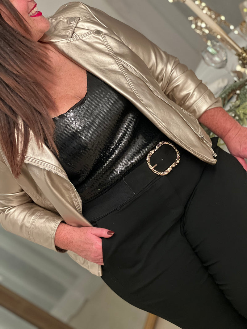 Top noir à sequins Curve : Anycia