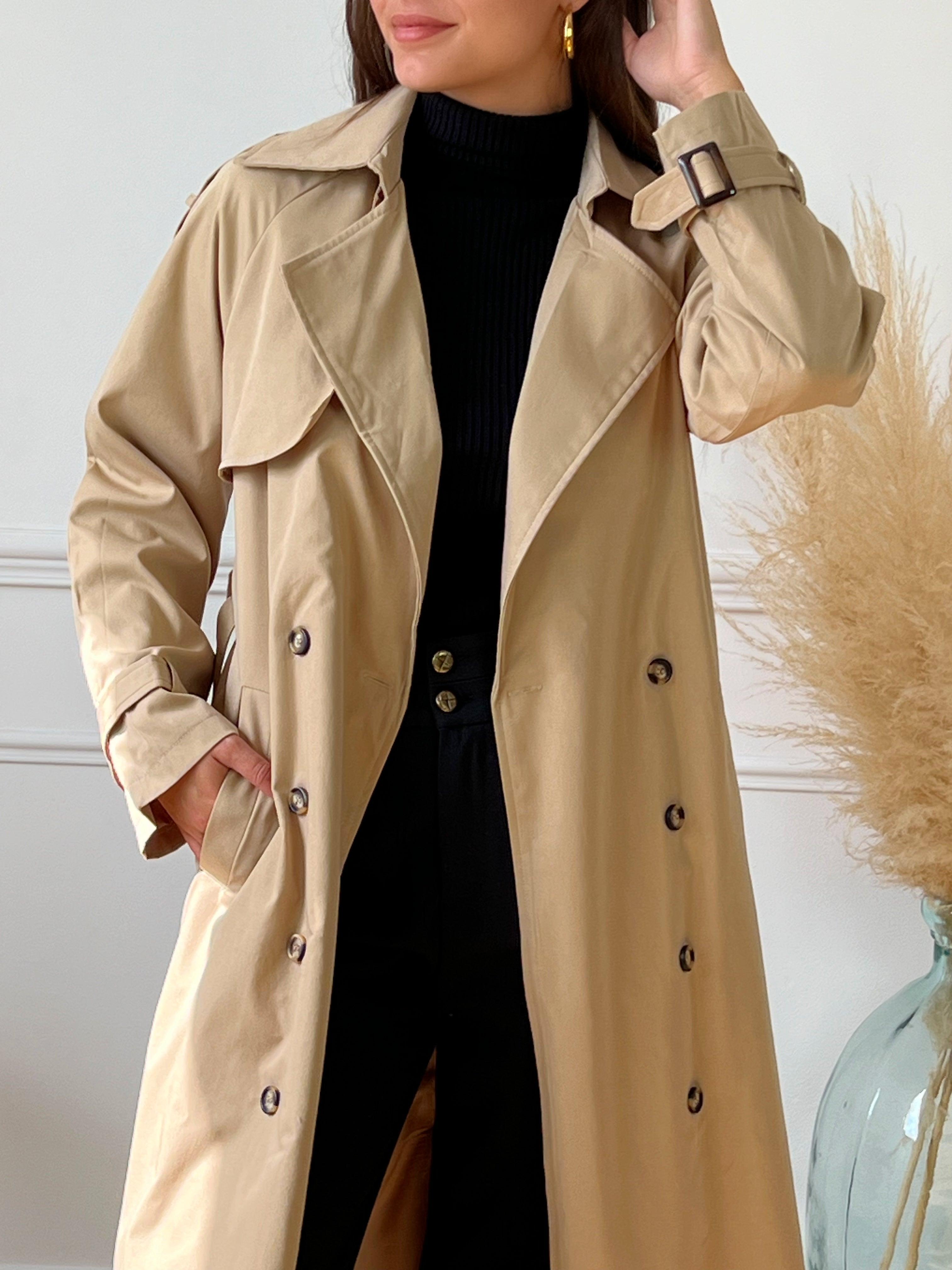 Trench long beige fonce femme Loicia