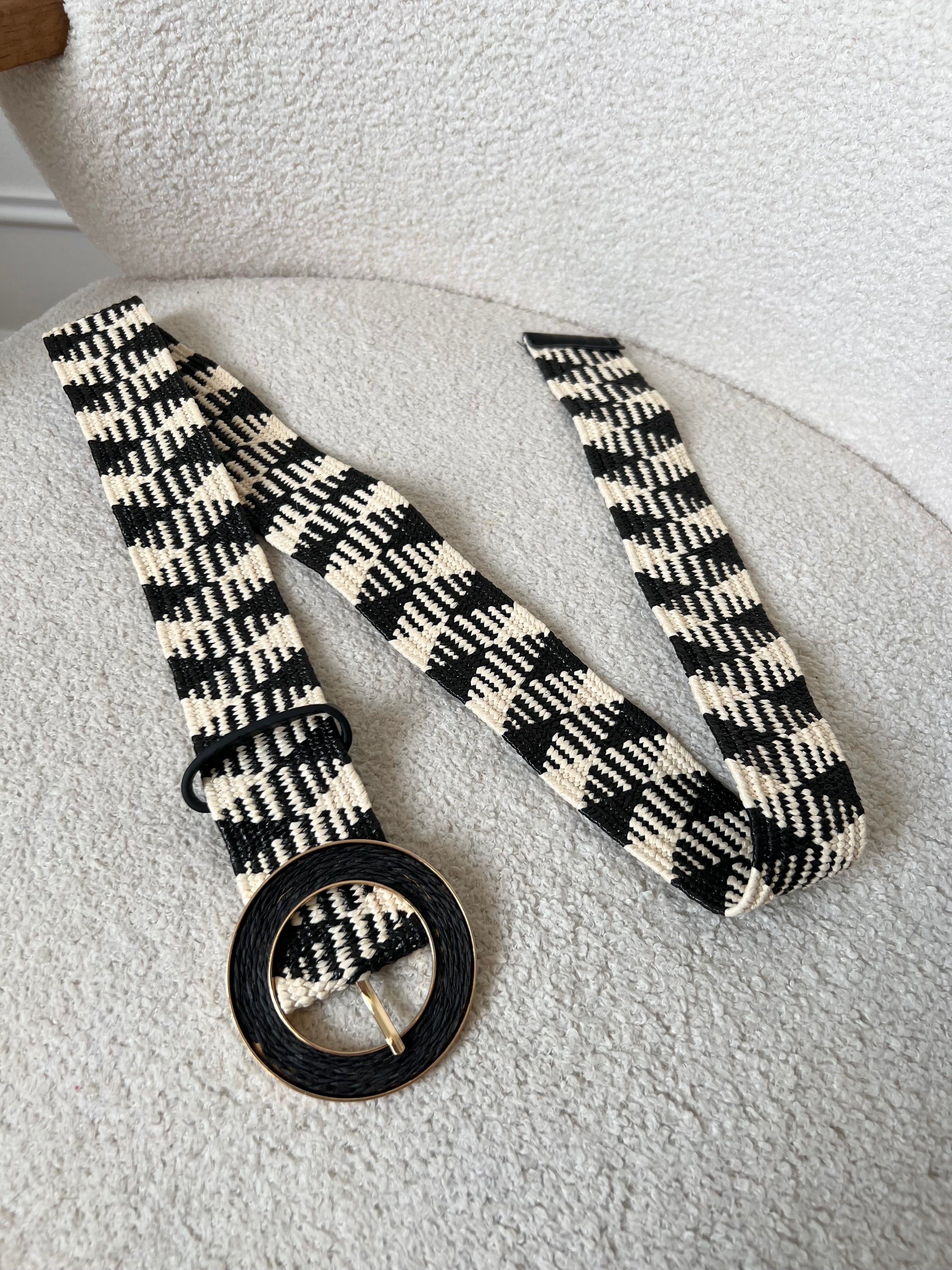 Ceinture beige et noire grande taille : Nelie