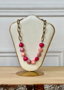 Collier Coeur rose