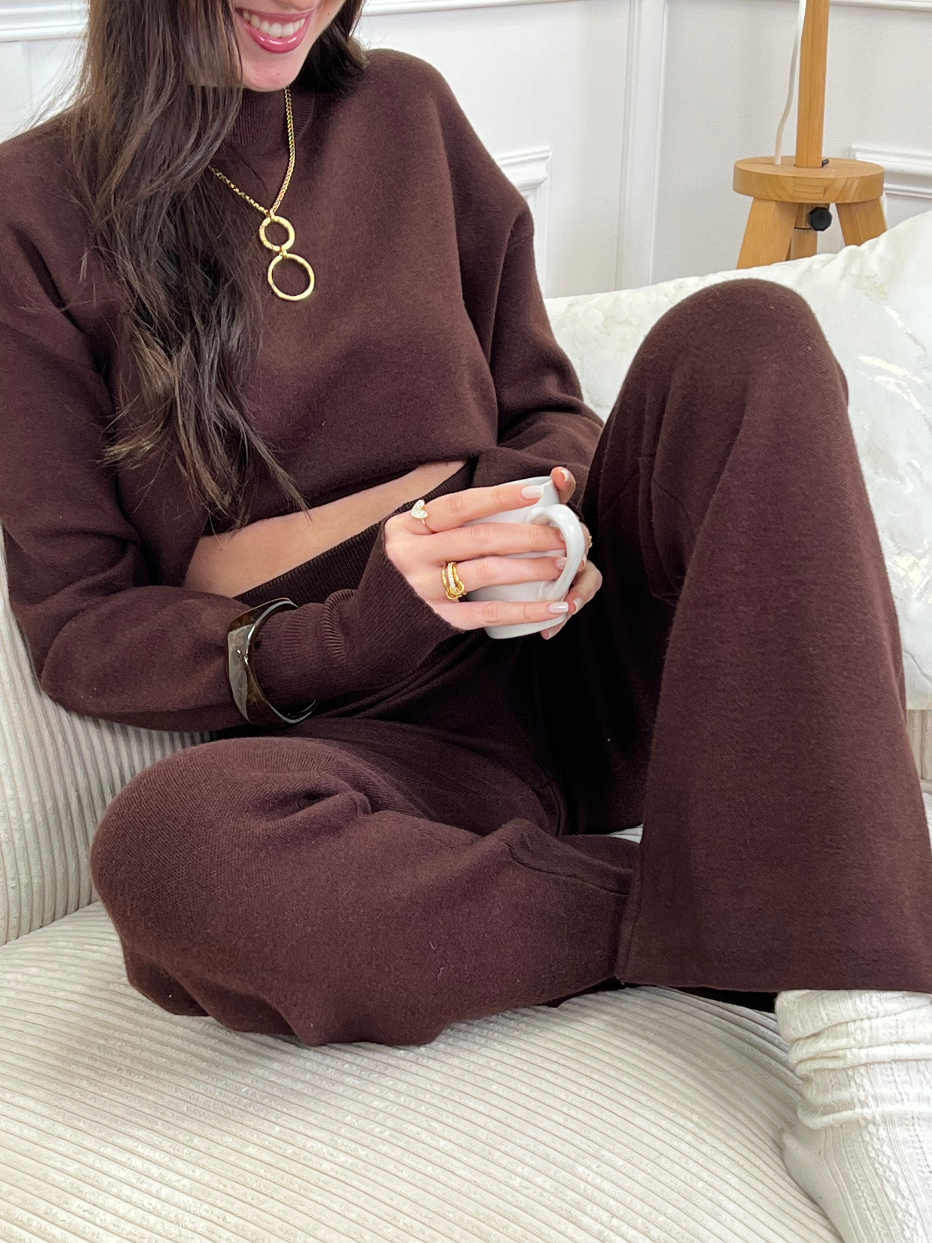 Women's brown sweater and pants set – Loïcia