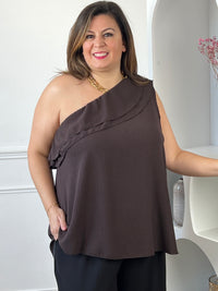 Top marron grande taille : Noha