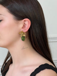 Boucles d'oreilles dorées et vertes : Esperança