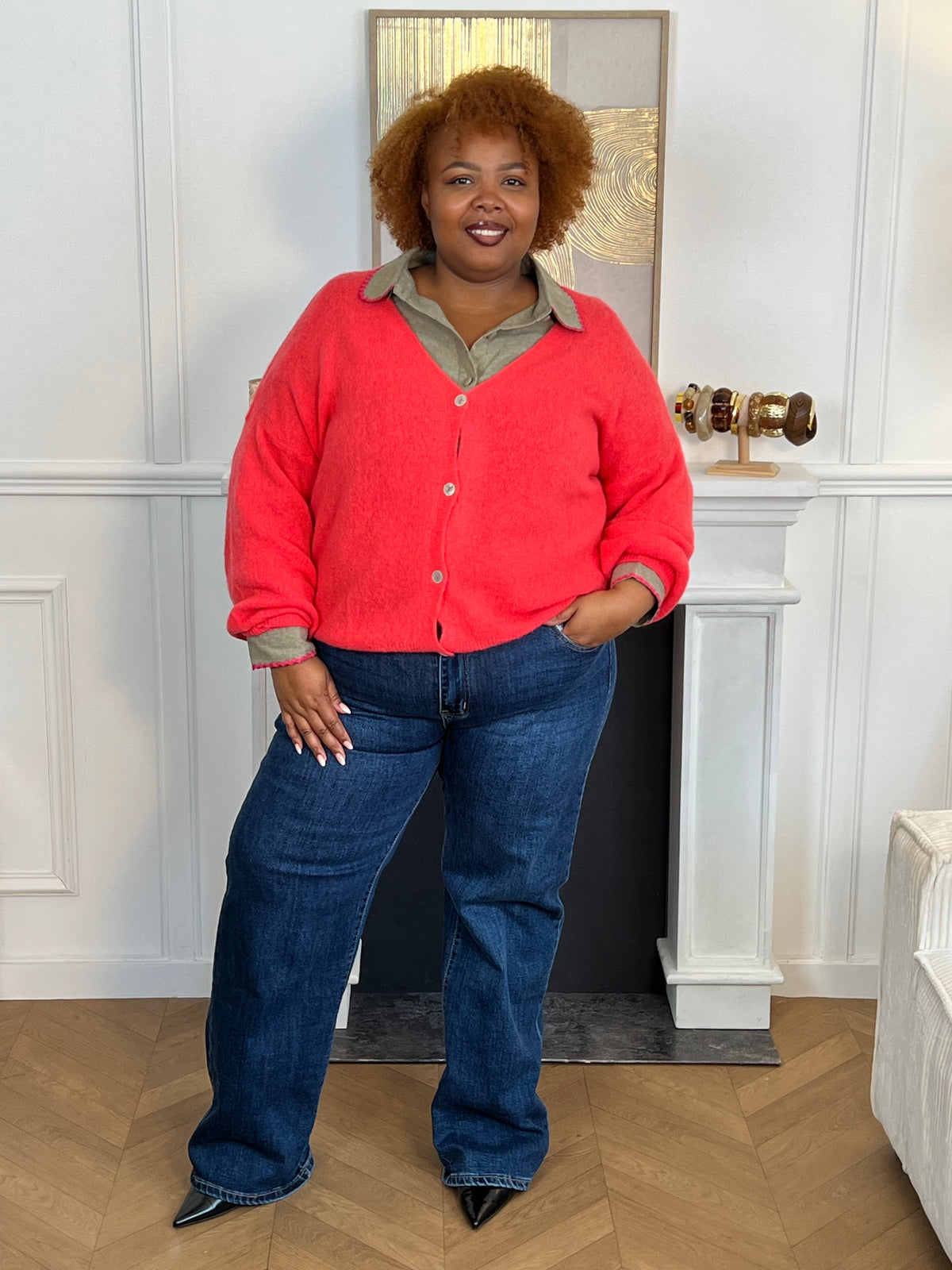 Gilet corail grande taille : Caroline
