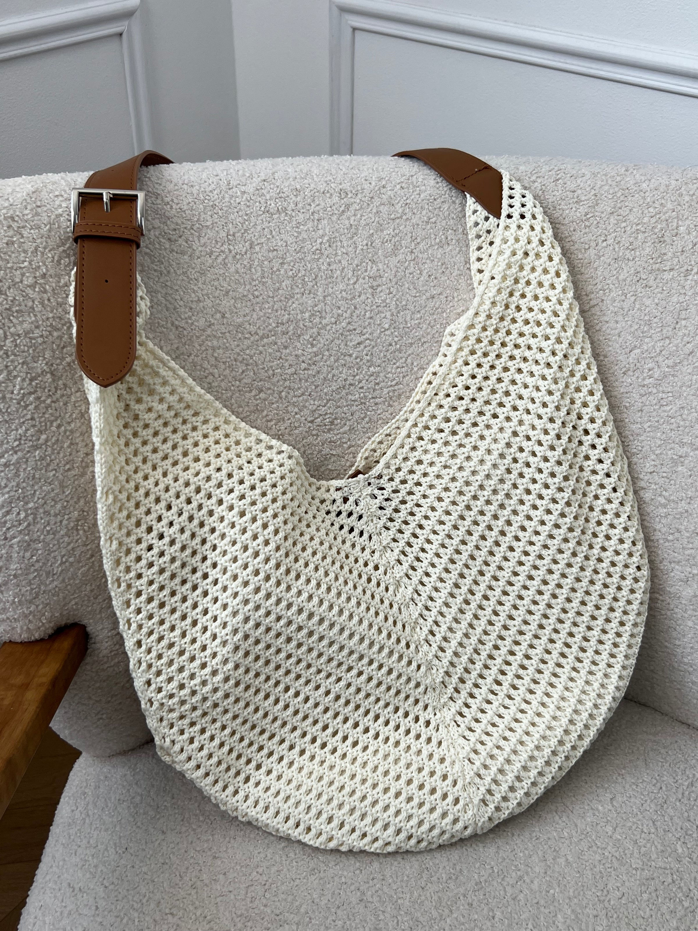 Beige crocheted bag: Djeni