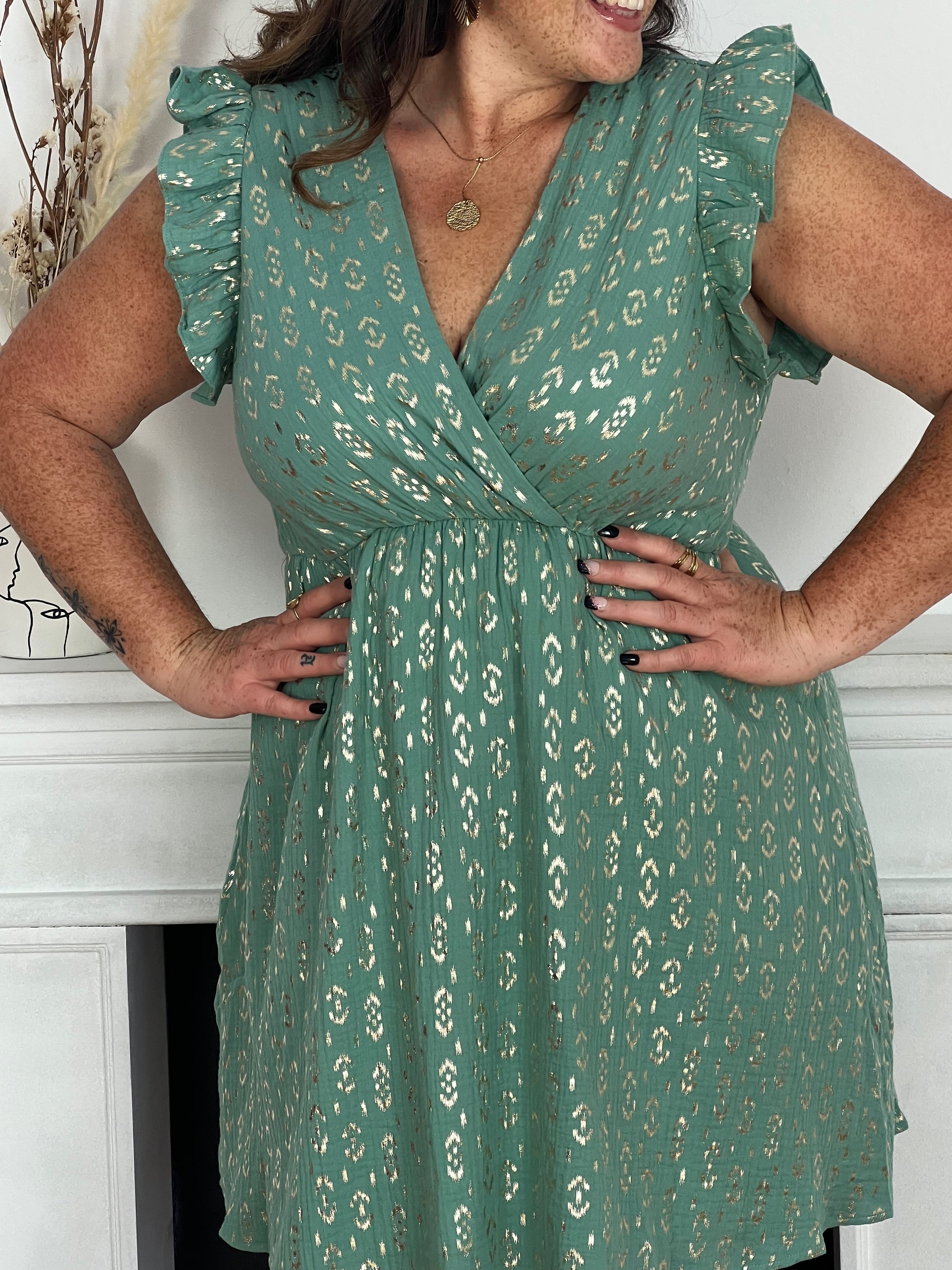 Robe verte fleurie » Grande Taille | Ulla Popken Robe verte fleurie » Grande Taille | Ulla Popken