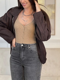 Veste bombers marron : Diane