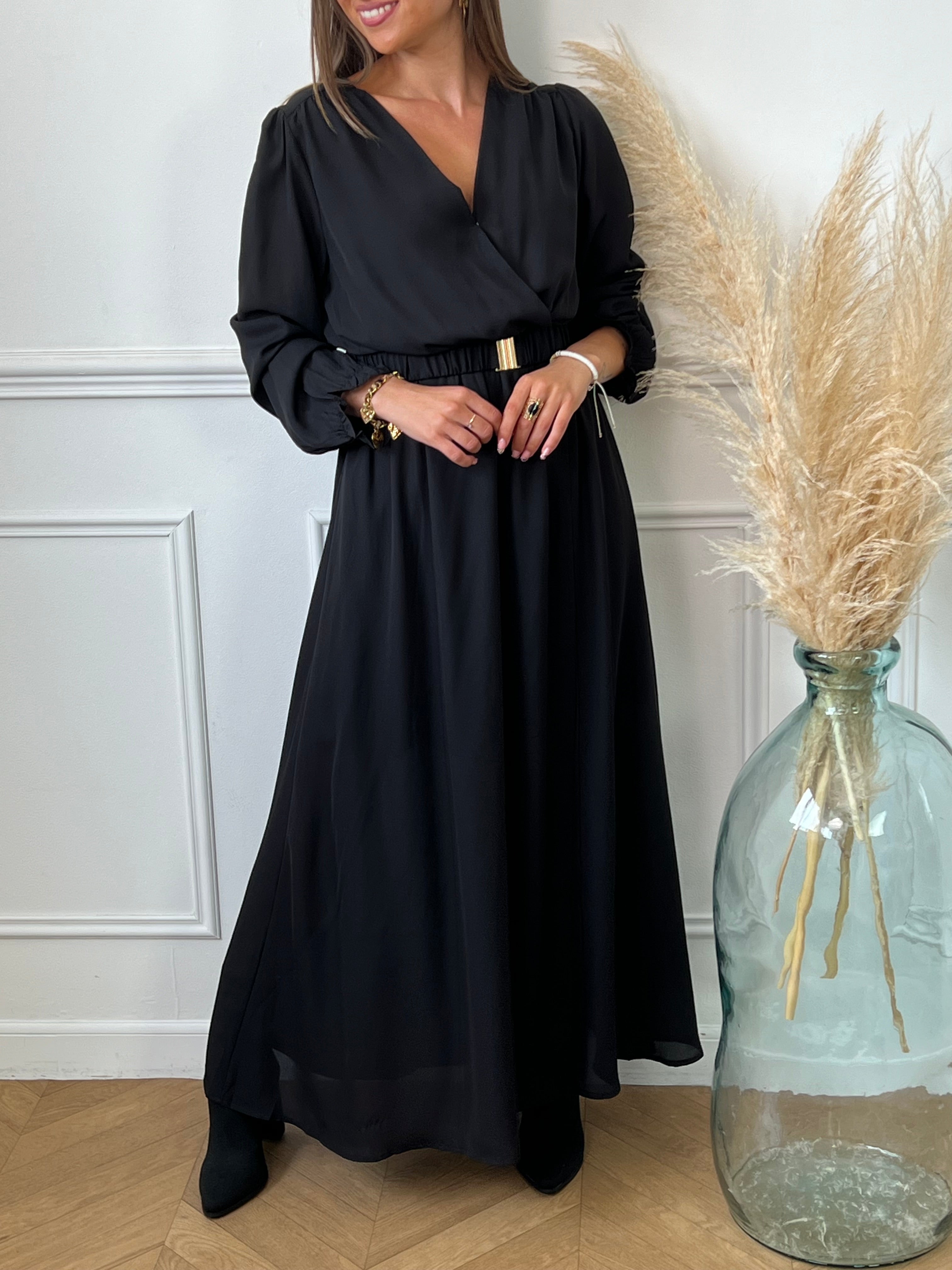 Fashion robe longue noir femme