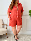 Combishort terracotta gaze de coton grande taille : Judie