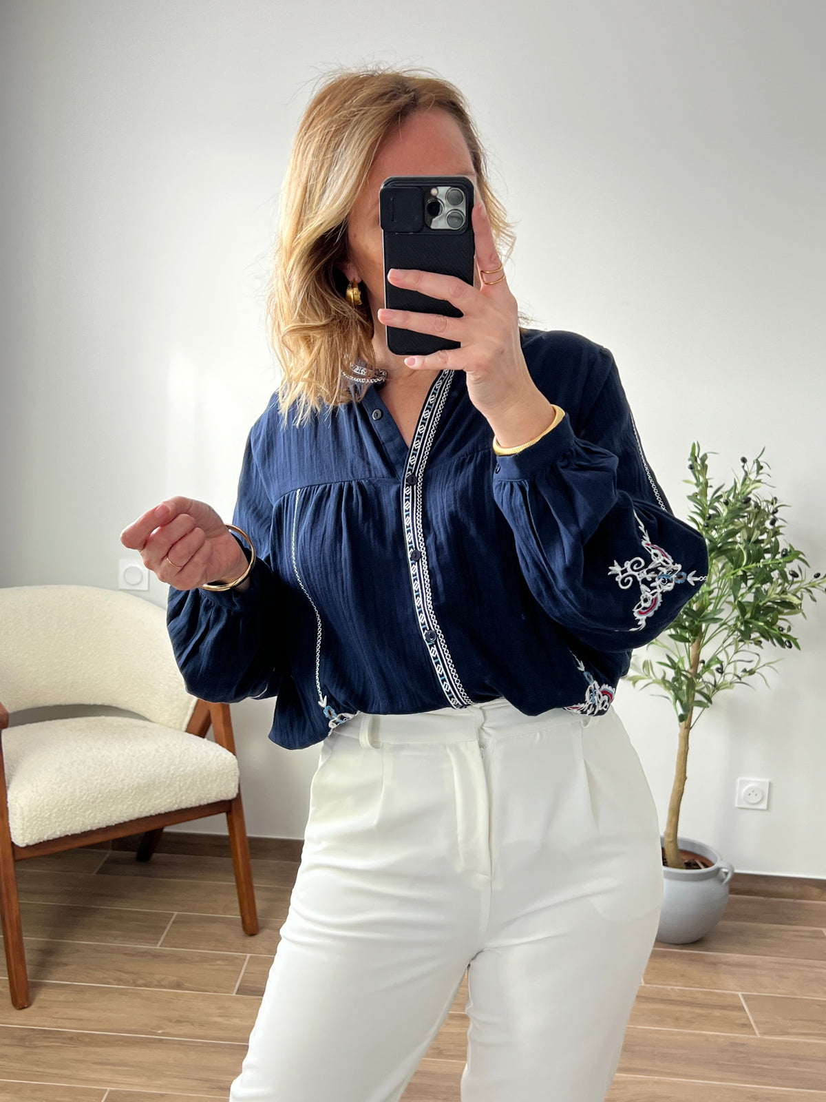 Chemise bleue à motifs : Loevan