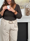 Top marron manches longues : Ana