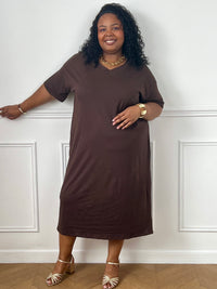Robe tee-shirt marron grande taille : Veana