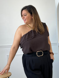 Top marron grande taille : Noha