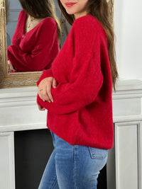 Gilet rouge femme Gilet manches longues Col V Boutons sur la longueur Couleur : rouge Composition : 35% Acrylique, 35% Nylon, 30% bébé Alpaga Lavage à la main obligatoire Made in Italie