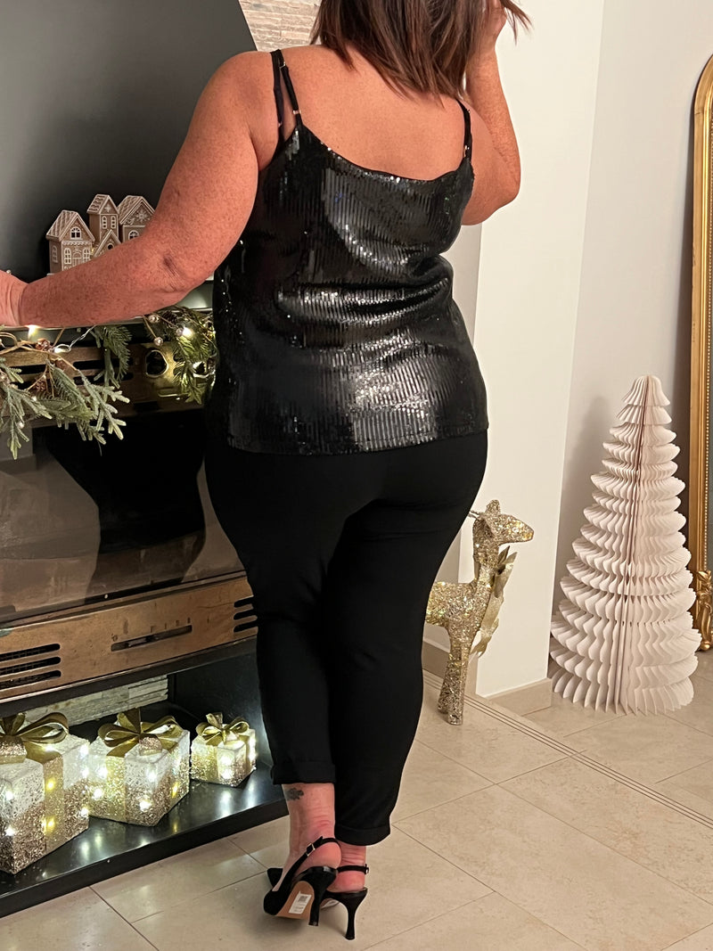 Top noir à sequins Curve : Anycia
