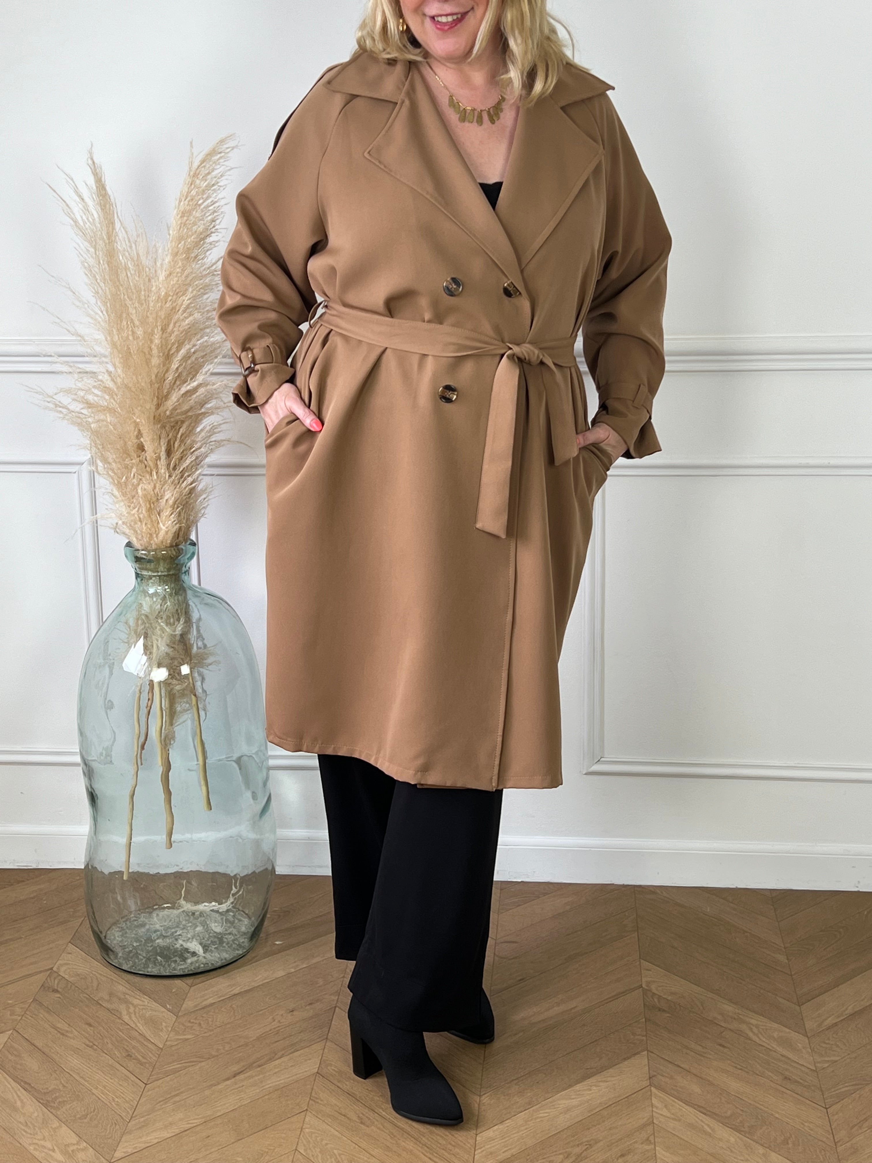 Manteau long camel grande taille femme Loicia