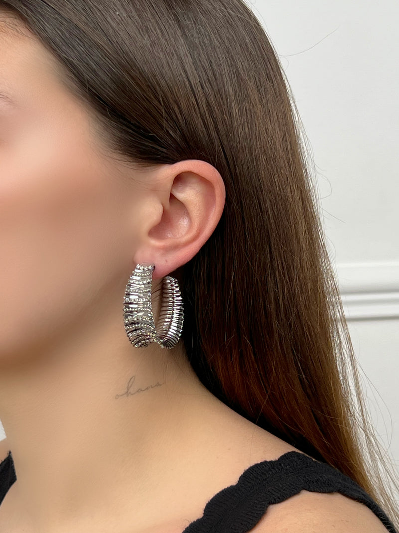 Boucles d'oreilles argentée créoles : Nady