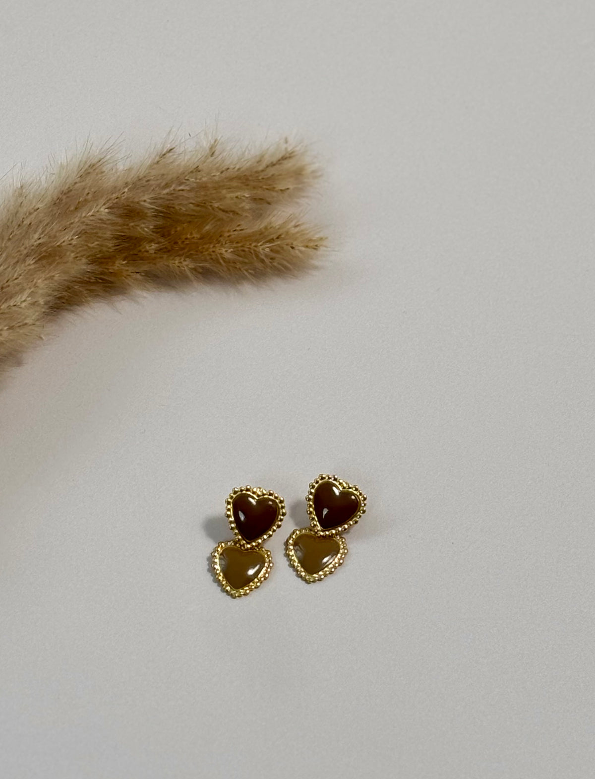 Boucles d'oreilles marrons et dorées